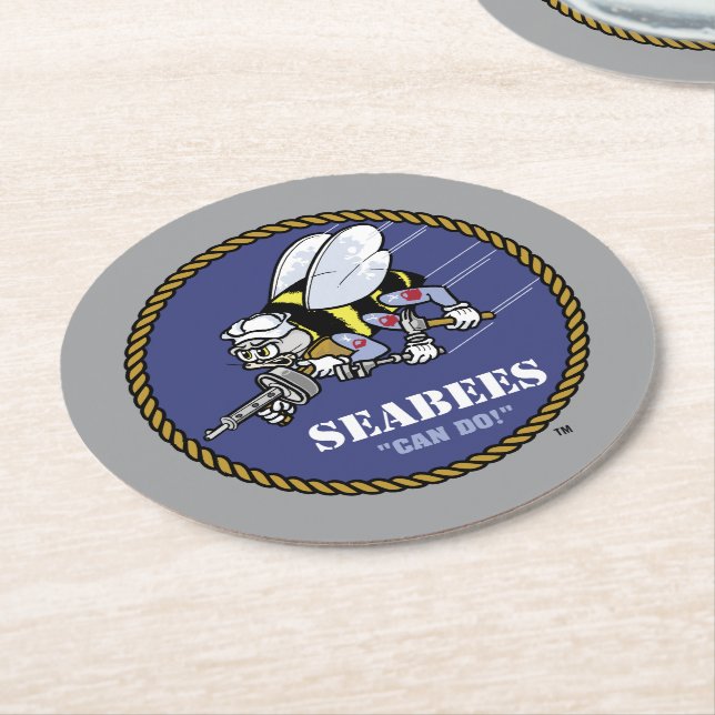 U.S. Navy | Seabees Round Paper Coaster (Angled)