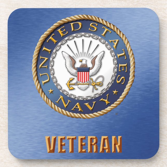 U.S. Navy Veteran Hard plastic coaster (Front)