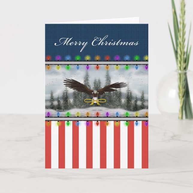 U.S. Patriotic Eagle Merry Christmas Blank Card (Front)