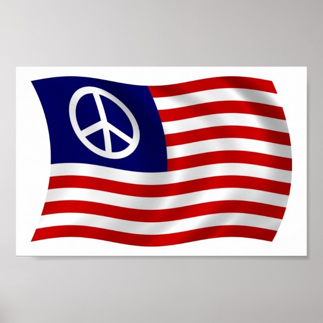 U.S. Peace Sign Flag Poster Print (Front)