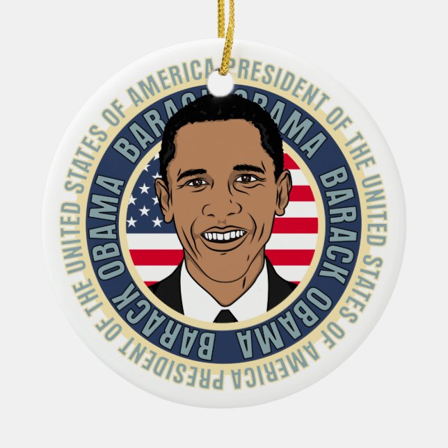 U.S. President Barack Obama Ceramic Tree Decoration (Front)