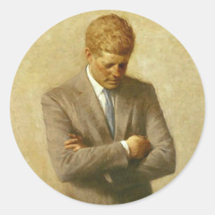 U.S. President John F. Kennedy by Aaron Shikler Classic Round Sticker