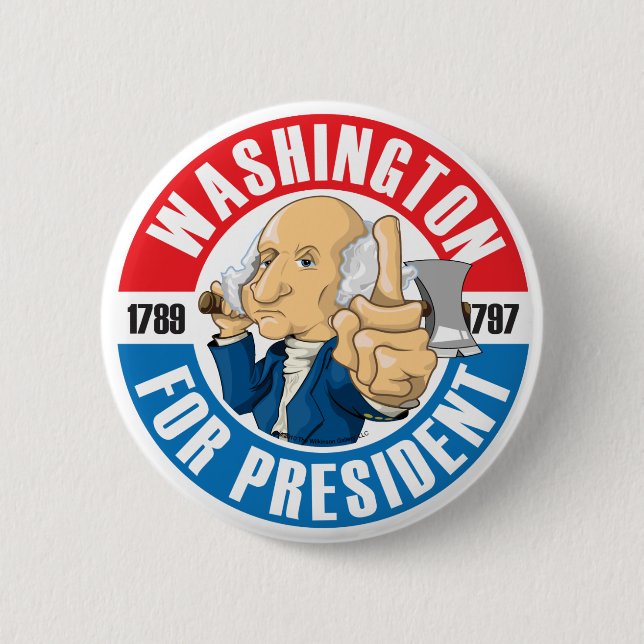 U.S. Presidents Campaign Button: #1 Washington 6 Cm Round Badge (Front)