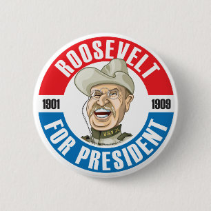 U.S. Presidents Campaign Button: #26 Roosevelt 6 Cm Round Badge