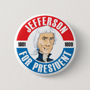 U.S. Presidents Campaign Button: #3 Jefferson 6 Cm Round Badge