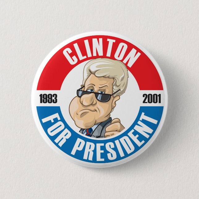 U.S. Presidents Campaign Button: #42 Bill Clinton 6 Cm Round Badge (Front)