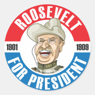 U.S. Presidents Campaign Sticker: #26 Roosevelt Classic Round Sticker