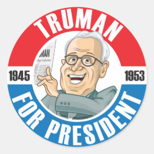 U.S. Presidents Campaign Sticker: #33 Harry Truman Classic Round Sticker