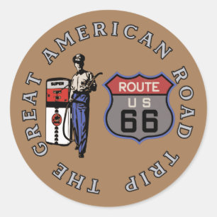 U.S. Route 66   Classic Round Sticker