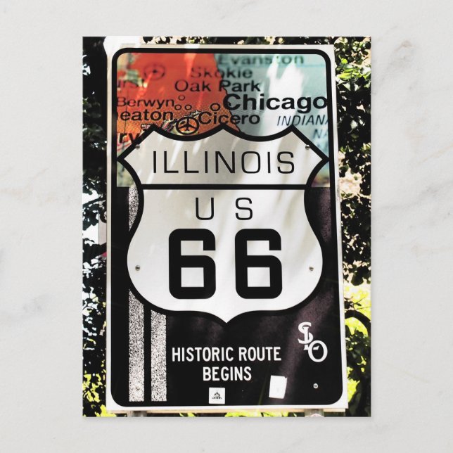 U.S. ROUTE 66 Illinois sign Postcard (Front)