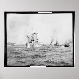 U.S.S. Brooklyn, Navy, Battleship, Vintage Poster