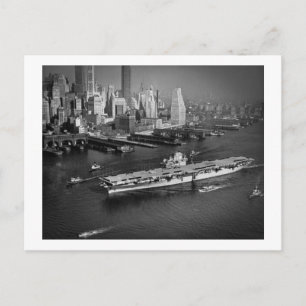U.S.S. Hornet Sails Down East River New York City Postcard