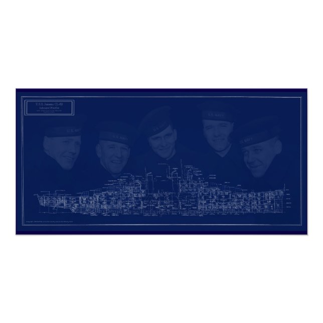 U.S.S. Juneau Blueprint Poster (Front)