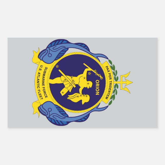 U.S.S. Orion AS-8 Pax Per Tridentem Rectangular Sticker (Front)