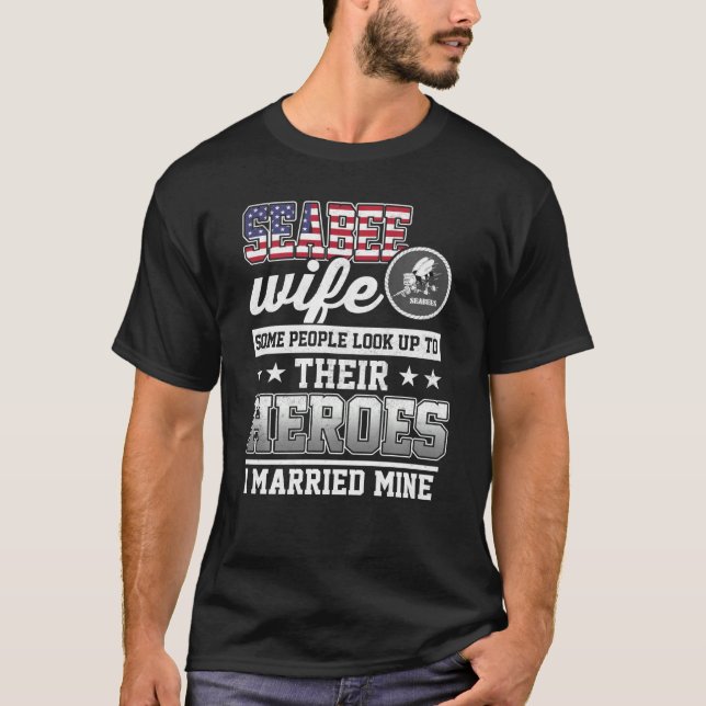U S Seabee  Proud Seabee Wife T-Shirt (Front)