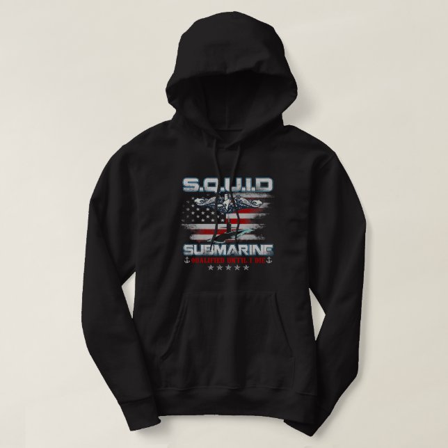 U.S Submarine Service Veteran Submariner USA Flag  Hoodie (Design Front)
