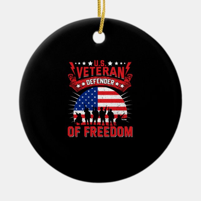 u.s. veteran defender of freedom ceramic tree decoration (Front)