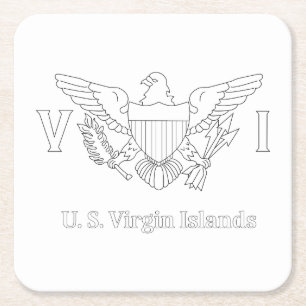 U.S. Virgin Island Flag Adult Colouring Paper Coas Square Paper Coaster