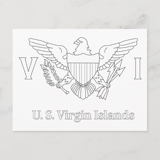 U.S. Virgin Island Flag Adult Colouring Postcard (Front)