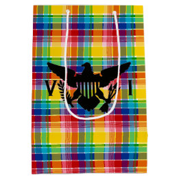U.S. Virgin Islands Flag (Black), Madras Medium Gift Bag