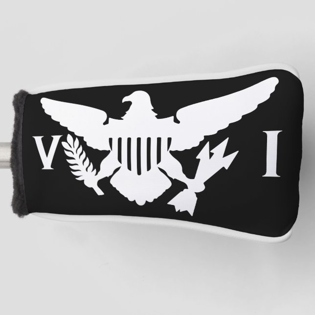 U.S. Virgin Islands Flag, Black & White Golf Head Cover (Front)