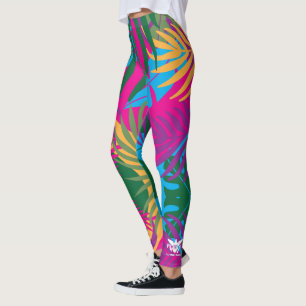 U.S. Virgin Islands Flag, Colourful Tropical Leave Leggings