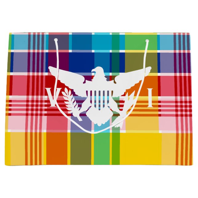 U.S. Virgin Islands Flag, Madras  Large Gift Bag (Front)