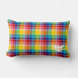 U.S. Virgin Islands Flag, Madras Lumbar Cushion
