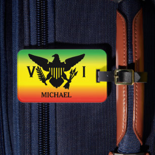 U.S. Virgin Islands Flag, Rasta, Green Red Yellow Luggage Tag