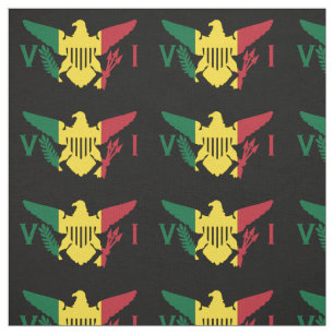 U.S. Virgin Islands Flag, Rasta, Green Yellow Red Fabric