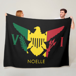 U.S. Virgin Islands Flag, Rasta Red, Yellow, Green Fleece Blanket