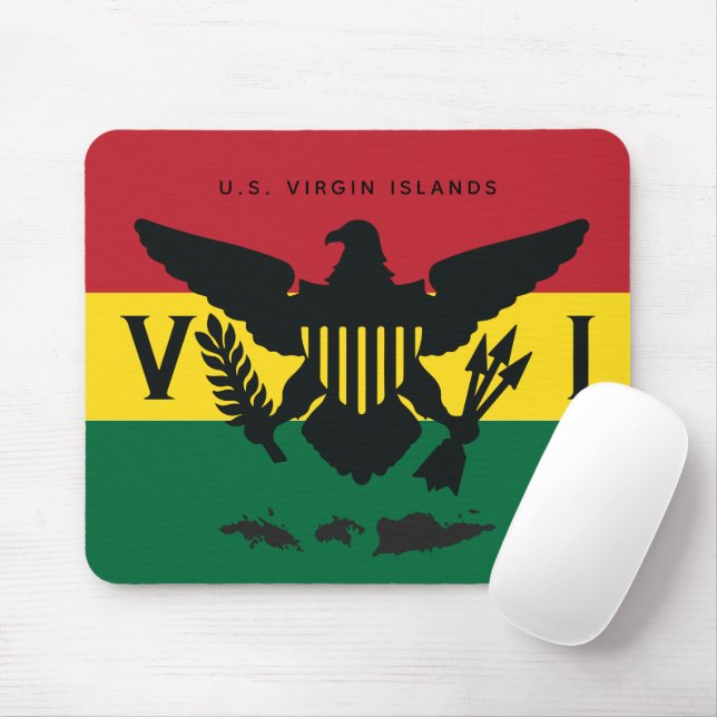 U.S. Virgin Islands Flag Red, Yellow, Green, Rasta Mouse Mat (With Mouse)