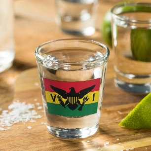 U.S. Virgin Islands Flag, Red Yellow Green Stripe Shot Glass