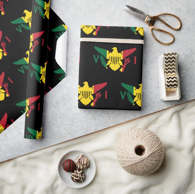 U.S. Virgin Islands Flag | Red Yellow Green Wrapping Paper (Crafts)