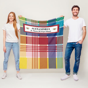 U.S. Virgin Islands Flag St. Thomas Madras Custom Fleece Blanket