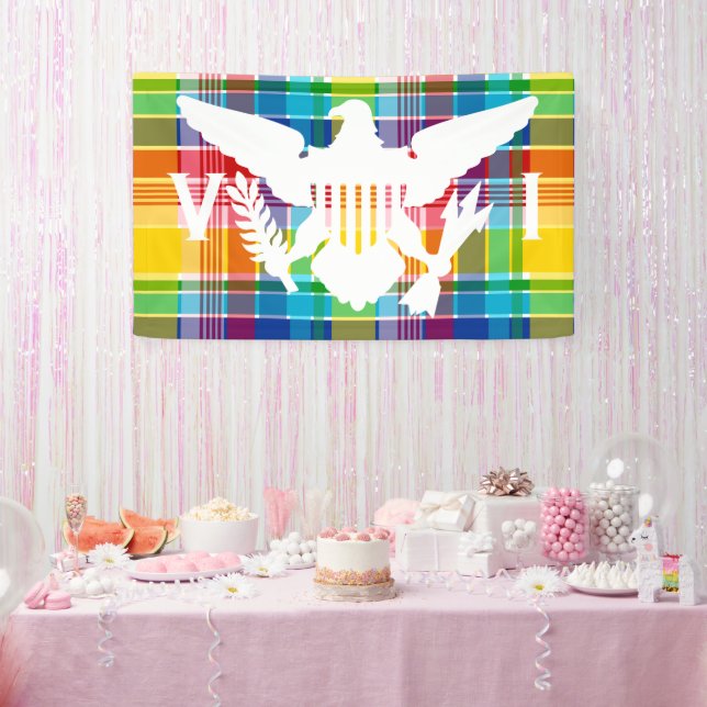 U.S. Virgin Islands Flag (White), Madras Banner (Party)