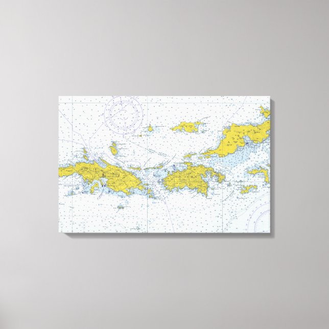 U.S. Virgin Islands nautical chart map Canvas Print (Front)