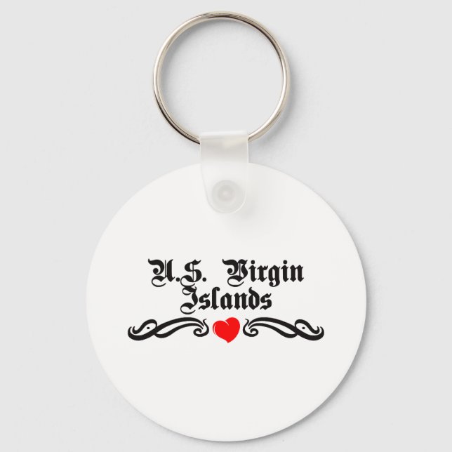 U.S. Virgin Islands Tattoo Style Key Ring (Front)