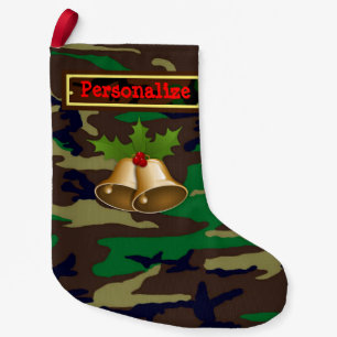 U.S. Woodland Camo Christmas Stocking w/Bells