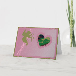 U.S. Woodland Camo Valentine Heart Valentine's Day Holiday Card