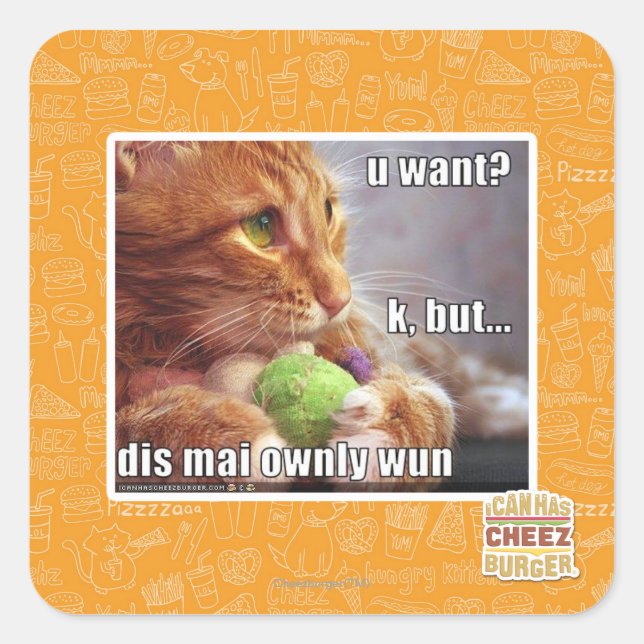 U want? square sticker (Front)