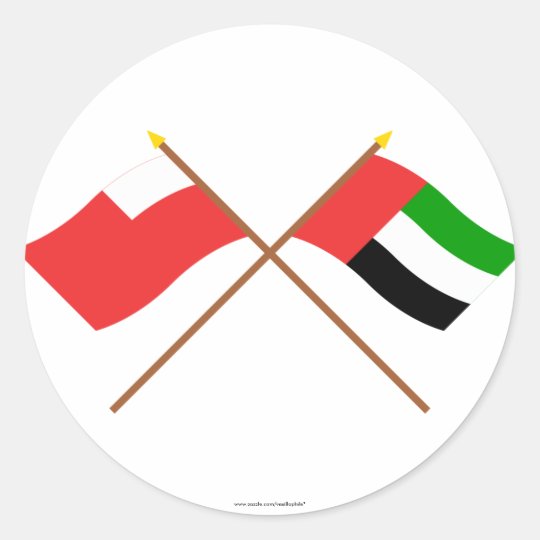 UAE and Abu Dhabi Crossed Flags Classic Round Sticker Zazzle.co.uk