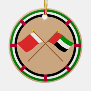 UAE and Dubai Crossed Flags Ceramic Tree Decoration