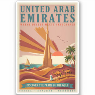 UAE Camel Burj Khalifa Illustration Travel Art