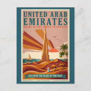 UAE Camel Burj Khalifa Illustration Travel Art Postcard