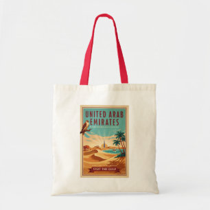 UAE Dubai Falcon Desert Illustration Travel Art Tote Bag