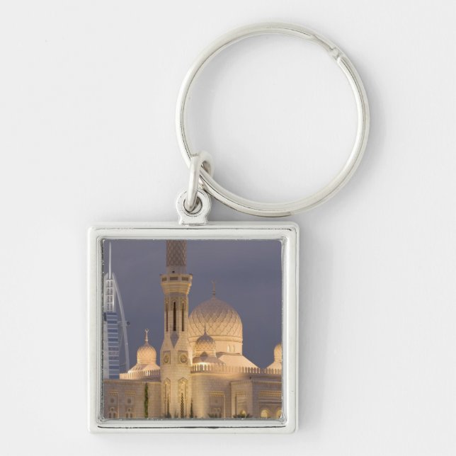 UAE, Dubai. Mosque in evening with Burj al Arab Key Ring (Front)