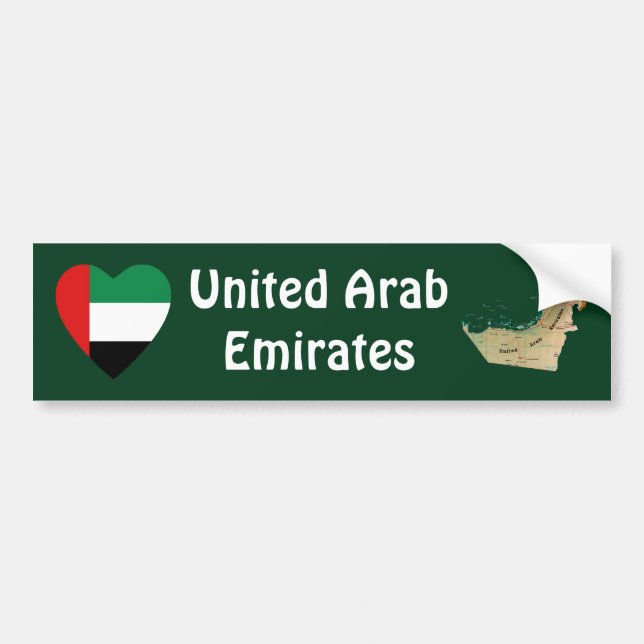 UAE Flag Heart + Map Bumper Sticker (Front)
