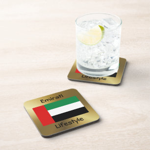 UAE Flag+Text Coaster