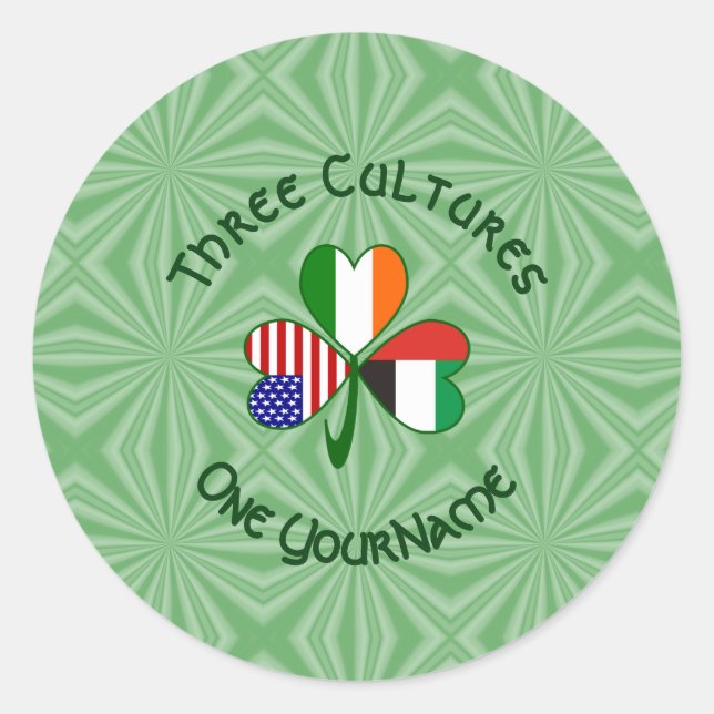 UAE Irish American Shamrock Flag Personalised  Classic Round Sticker (Front)